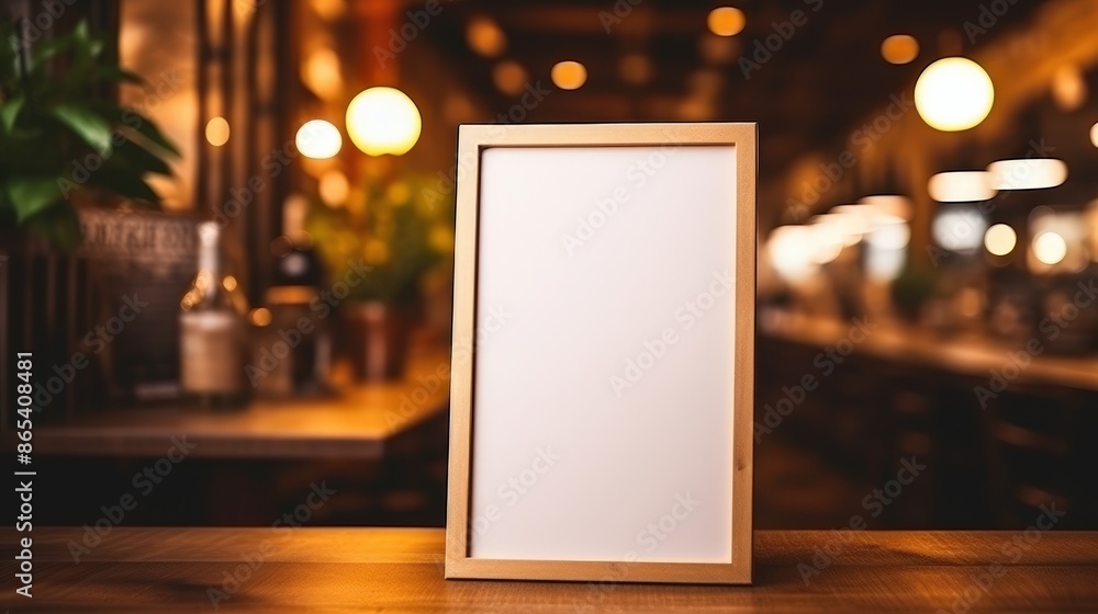 Blank Menu Frame in a Cozy Restaurant Blank Menu Frame in a Cozy Restaurant