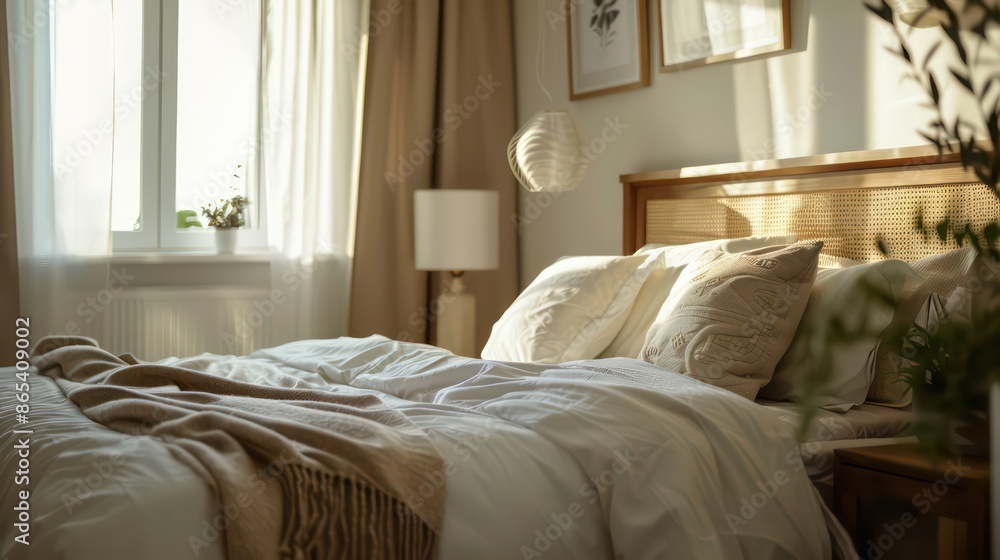 Fototapeta premium comfy home interior of a bedroom