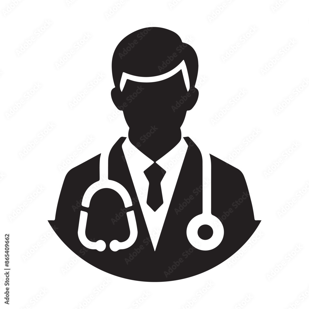 Doctor Icon with Stethoscope. Nurse logo, medical and health care hospital patient examination vector illustration Doctor Icon with Stethoscope. Nurse logo, medical and health care hospital patient examination vector illustration