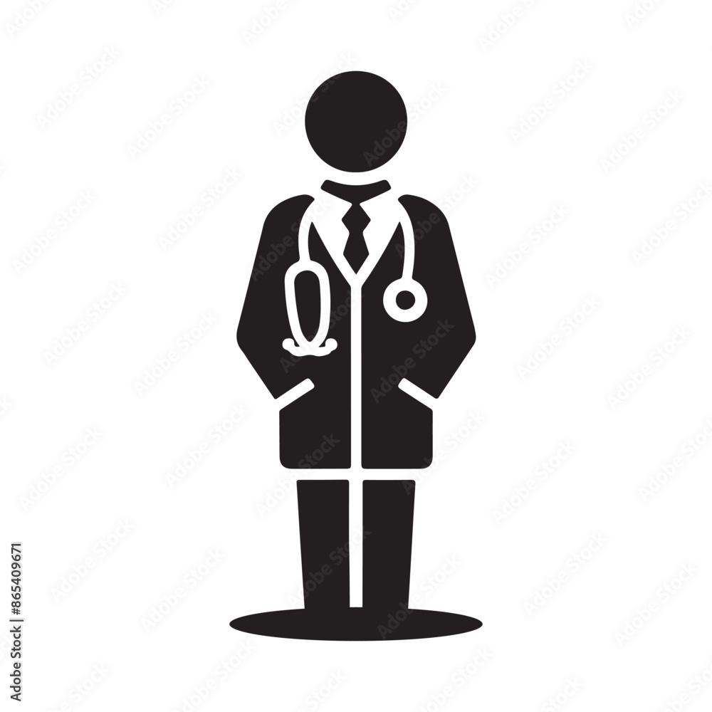 Doctor Icon with Stethoscope. Nurse logo, medical and health care hospital patient examination vector illustration Doctor Icon with Stethoscope. Nurse logo, medical and health care hospital patient examination vector illustration