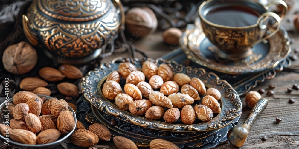 Coffee and Nuts on Table Coffee and Nuts on Table