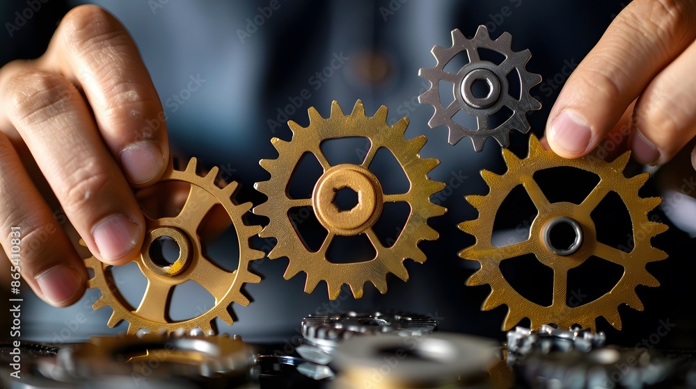 A person is holding three gears in their hand. The gears are all different sizes and appear to be made of metal. Concept of precision and complexity, as gears are often used in machinery A person is holding three gears in their hand. The gears are all different sizes and appear to be made of metal. Concept of precision and complexity, as gears are often used in machinery