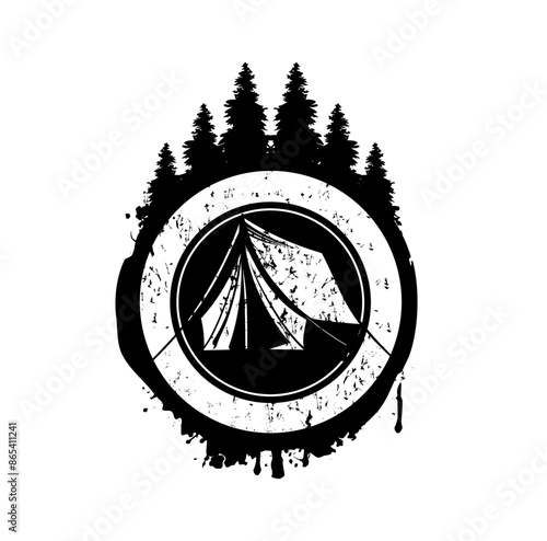 Camping Grunge Logo Design illustration vector eps format suitable for your design needs logo illustration animation etc
