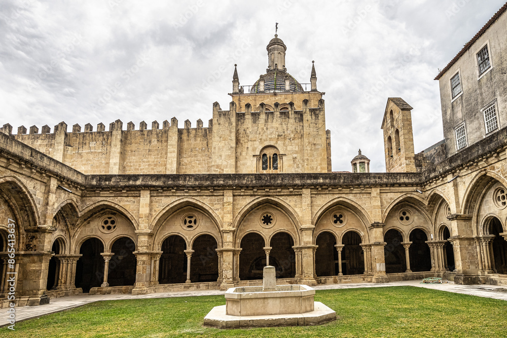 Gothic romanesque cloister of old Coimbra Cathedral, Se Velha de Coimbra in Portugal Gothic romanesque cloister of old Coimbra Cathedral, Se Velha de Coimbra in Portugal