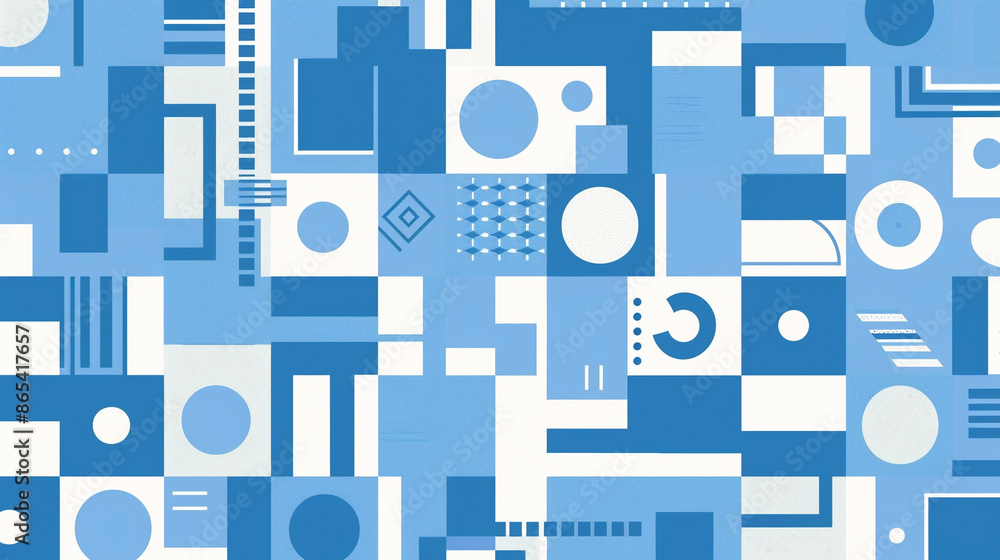 Baby blue & white De Stijl Seamless Pattern Baby blue & white De Stijl Seamless Pattern
