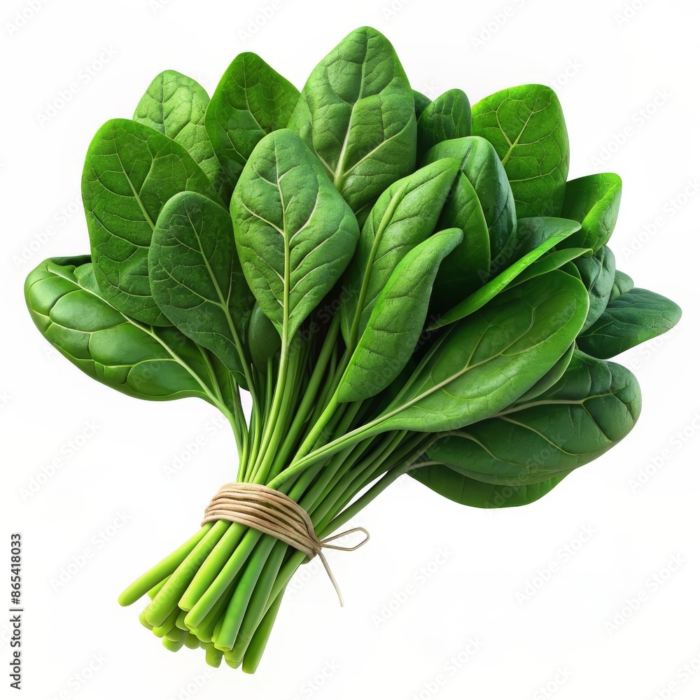 3D render of a bunch of fresh spinach leaves, ideal for a healthy diet, salads, and cooking. 3D render of a bunch of fresh spinach leaves, ideal for a healthy diet, salads, and cooking.