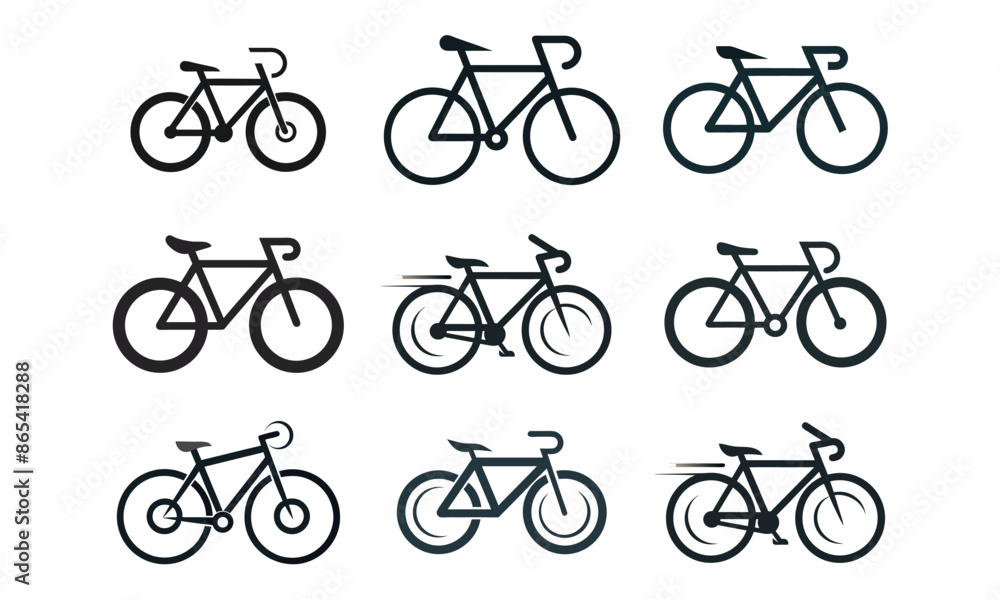 set of bicycle icons set of bicycle icons