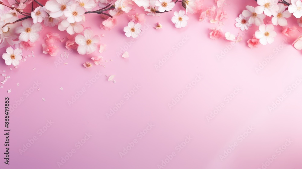 Pink Floral Background with Delicate Blossoms Pink Floral Background with Delicate Blossoms