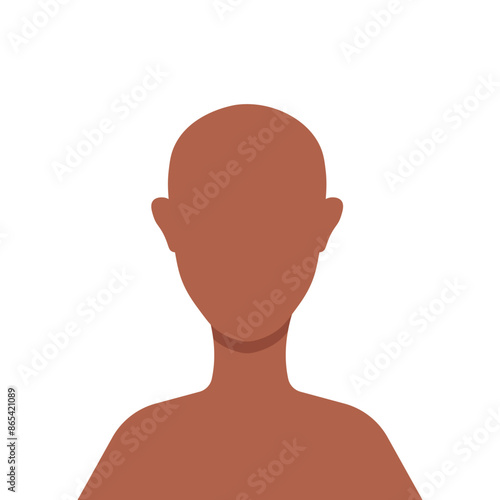 Empty bust. Head and shoulders. Template of a person without details. Oval face of a teenager.
