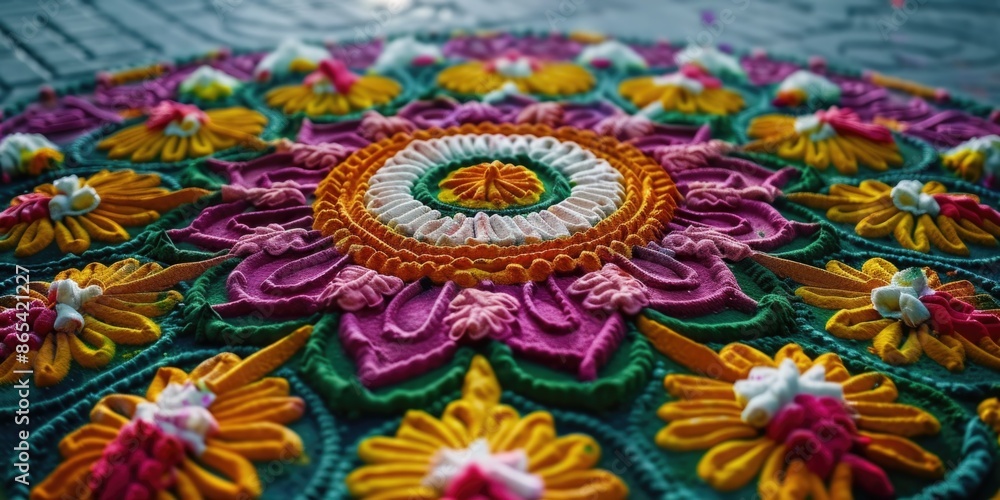 Colorful flower design on table Colorful flower design on table