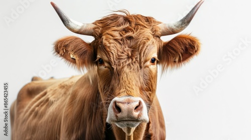 cow on white background, panoramic view