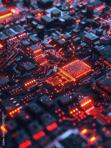 Circuit Board with Red Lights