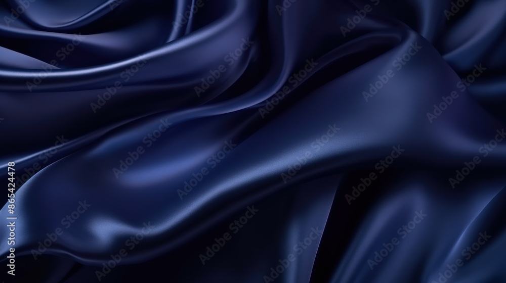 Abstract Draped Navy Blue Satin Fabric Texture Abstract Draped Navy Blue Satin Fabric Texture