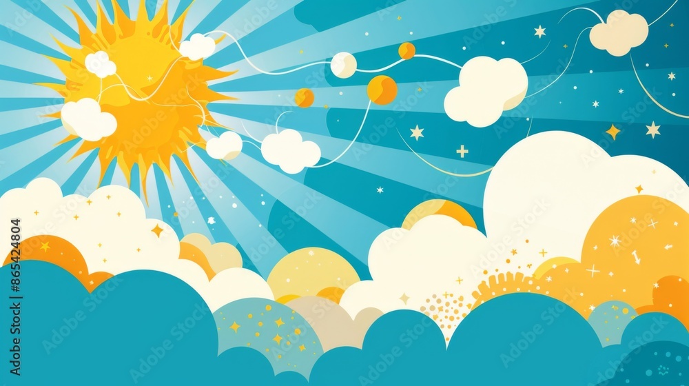 Positive Thinking incorporating Thought Bubbles with Uplifting Symbols Positive Thinking incorporating Thought Bubbles with Uplifting Symbols