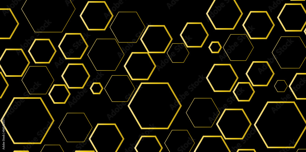 Obraz premium Vector hexagon banner design background with hexagon pattern. Digital futuristic banner technology concept background. Design for science, banner, medicine or technology background.