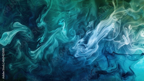 Abstract Blue and Green Smoke Art Background for Creative Projects © Skyfe