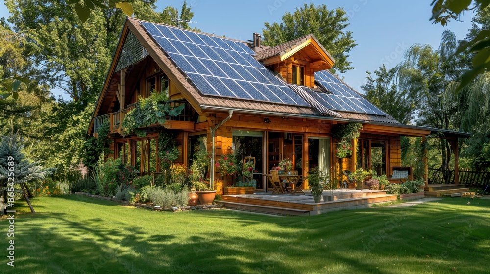 Luxurious eco friendly house with solar panels Luxurious eco friendly house with solar panels