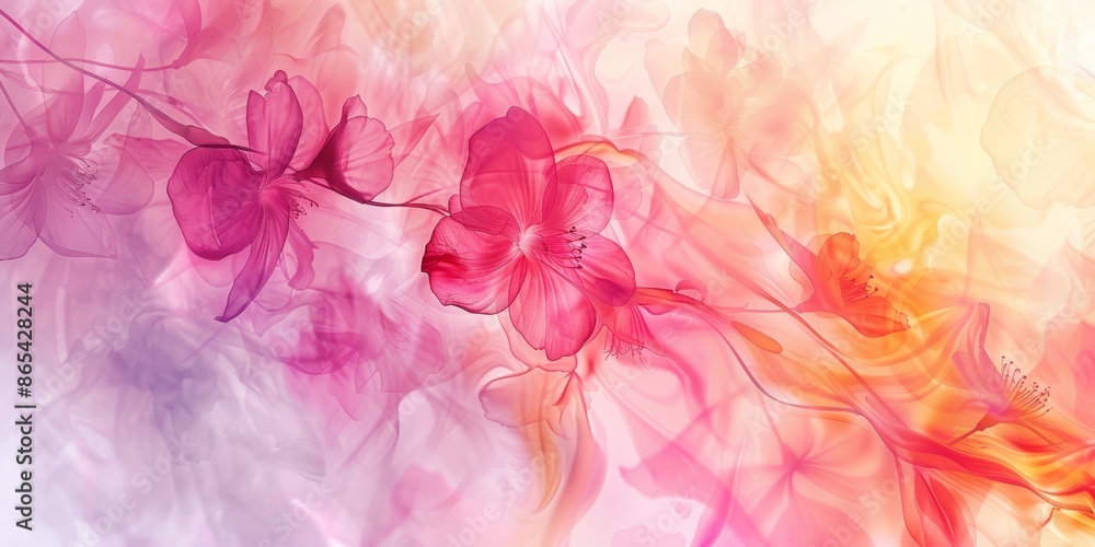 Dreamy floral art with vibrant pink and orange hues in a soft abstract background Dreamy floral art with vibrant pink and orange hues in a soft abstract background