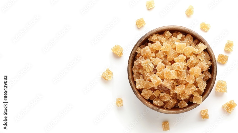Granulated Sugarcane Jaggery Isolated on White Background with Space for Text Granulated Sugarcane Jaggery Isolated on White Background with Space for Text