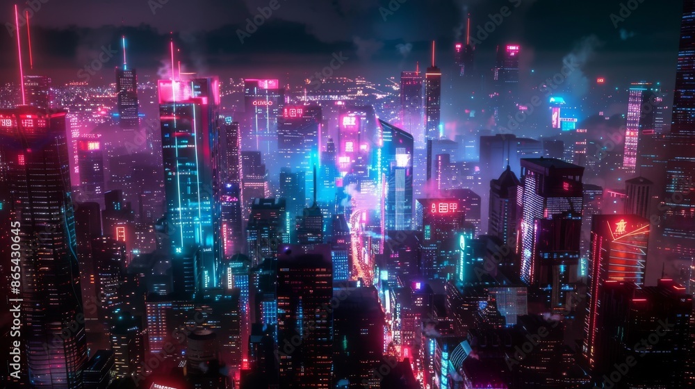 Neon Cityscape: A Futuristic Urban Night Neon Cityscape: A Futuristic Urban Night