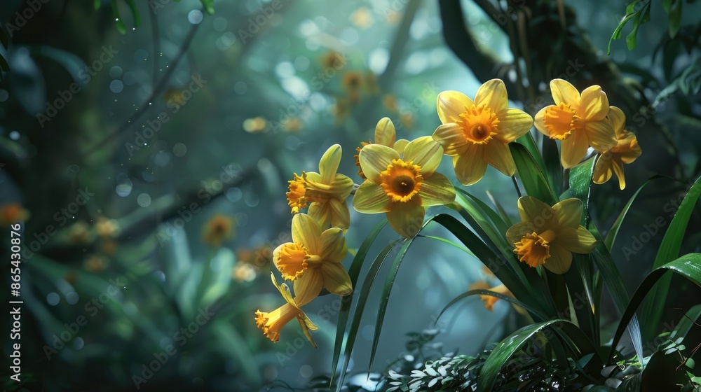 Fototapeta premium Hymnocallis or daffodil is a plant species from the amaryllidaceae family found in the tropical coast of Latin America