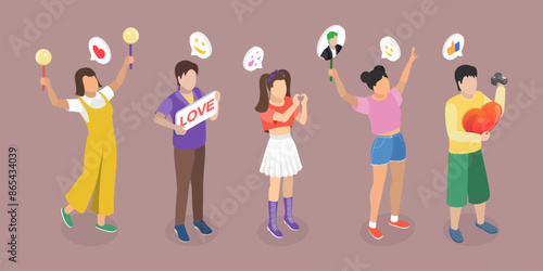 3D Isometric Flat Vector Illustration of K Pop Music Fans
