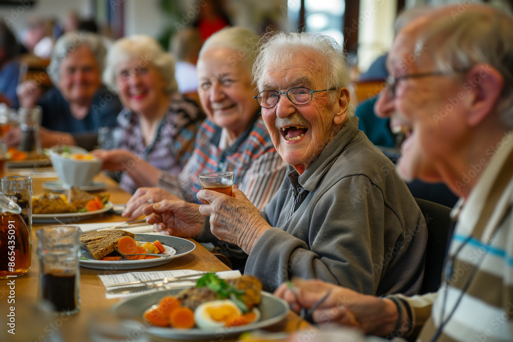 Senior friends dining together Senior friends dining together