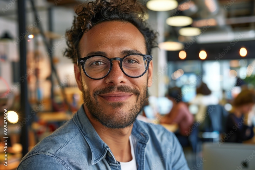 Man Wearing Glasses and Denim Shirt Man Wearing Glasses and Denim Shirt