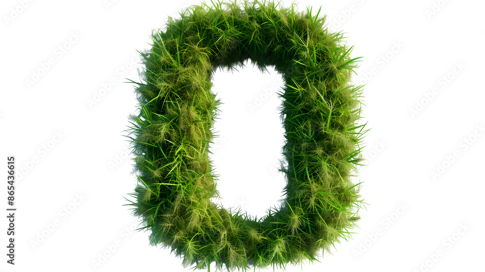 Digit 0 made with grass, PNG file, transparent background, isolated on white Digit 0 made with grass, PNG file, transparent background, isolated on white