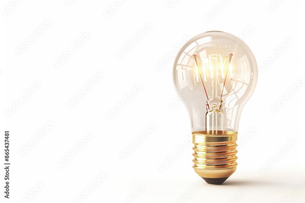 A detailed depiction of a lightbulb icon representing innovative ideas, isolated on a pristine white background A detailed depiction of a lightbulb icon representing innovative ideas, isolated on a pristine white background