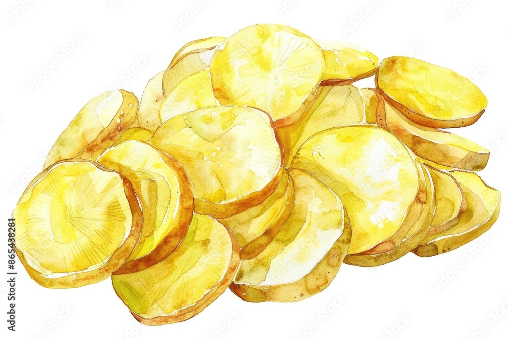 Watercolor Illustration of Fresh Raw Potatoes on White Background. Organic Farm-to-Table Vegetables Watercolor Illustration of Fresh Raw Potatoes on White Background. Organic Farm-to-Table Vegetables