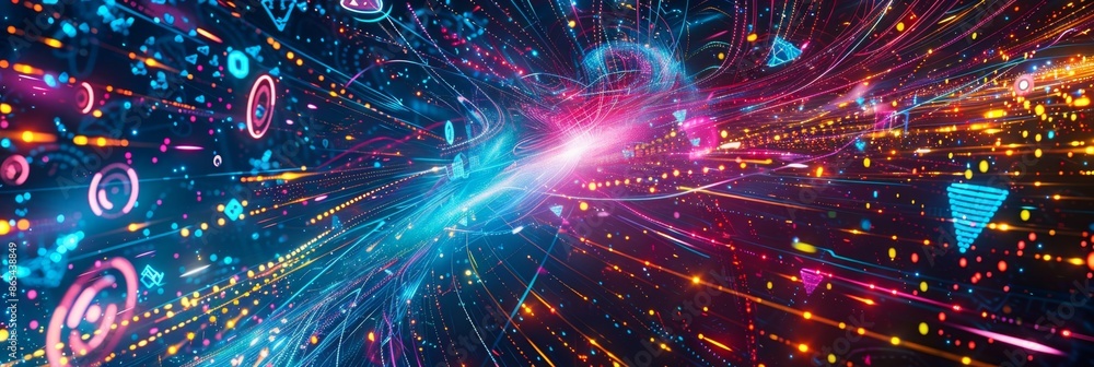 Internet of Things IoT Augmented Reality, a vibrant abstract background with flowing data lines and glowing nodes, showcasing the interconnected nature of IoT and AR Internet of Things IoT Augmented Reality, a vibrant abstract background with flowing data lines and glowing nodes, showcasing the interconnected nature of IoT and AR