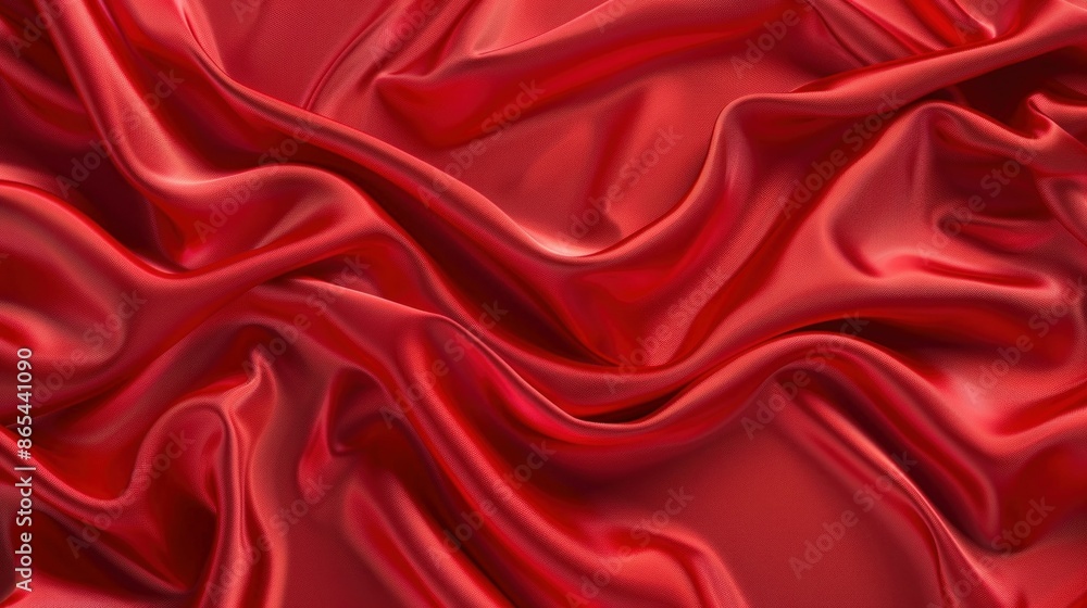Elegant red satin fabric with intricate folds and ripples, perfect for fashion and beauty concept Elegant red satin fabric with intricate folds and ripples, perfect for fashion and beauty concept