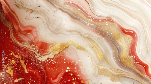 Abstract wallpaper with red gold beige white and soft glitter