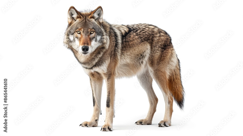 Fototapeta premium Gray wolf isolated on white background Generative AI