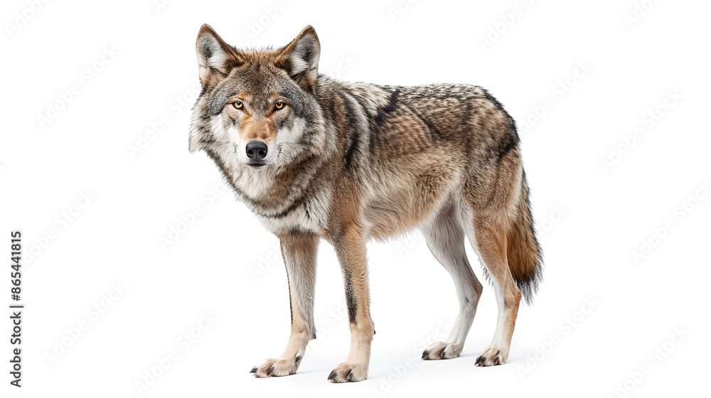 Fototapeta premium Gray wolf isolated on white background Generative AI