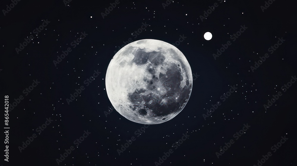 High-resolution image of the moon with stars in the night sky. High-resolution image of the moon with stars in the night sky.