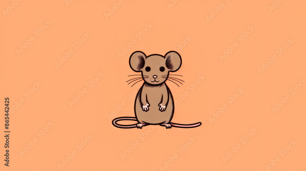 A cartoon mouse is standing on a yellow background. A cartoon mouse is standing on a yellow background.