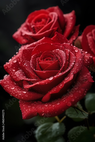 stunning bouquet of vibrant red roses, elegantly arranged, perfect for a romantic wedding or Valentine's Day celebration, symbolizing love and passion