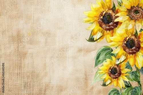 Beautiful watercolor sunflowers on textured background, perfect for greeting cards or artistic projects.