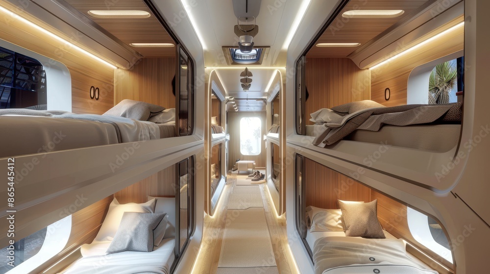 Naklejka premium Modern train carriage interior