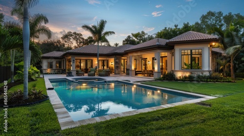 Wallpaper Mural New luxury home exterior with a lush backyard Torontodigital.ca