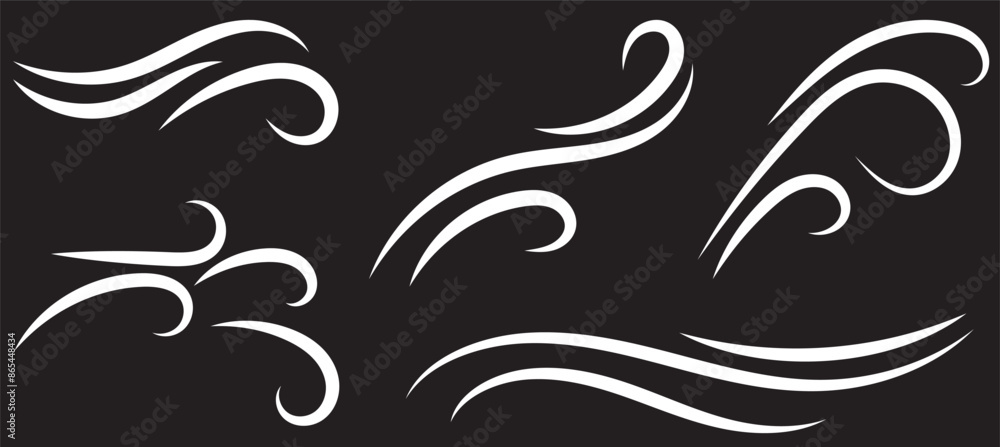 Set of wave shapes, wave formats, shapes, wave forms of water or wind flows. symbol shapes of wind and water waves flow Set of wave shapes, wave formats, shapes, wave forms of water or wind flows. symbol shapes of wind and water waves flow