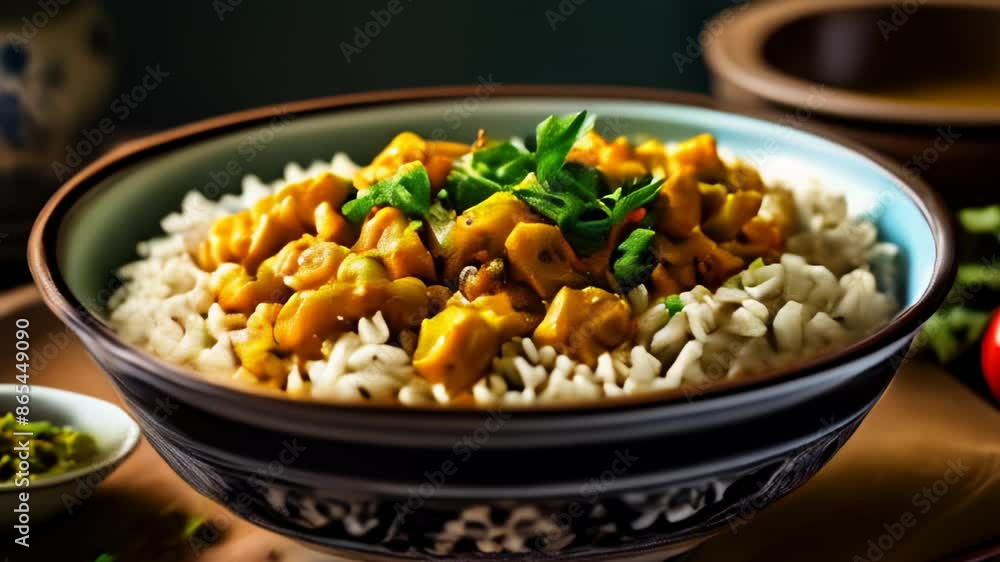 Delicious Asian cuisine with fried rice and vegetables Delicious Asian cuisine with fried rice and vegetables