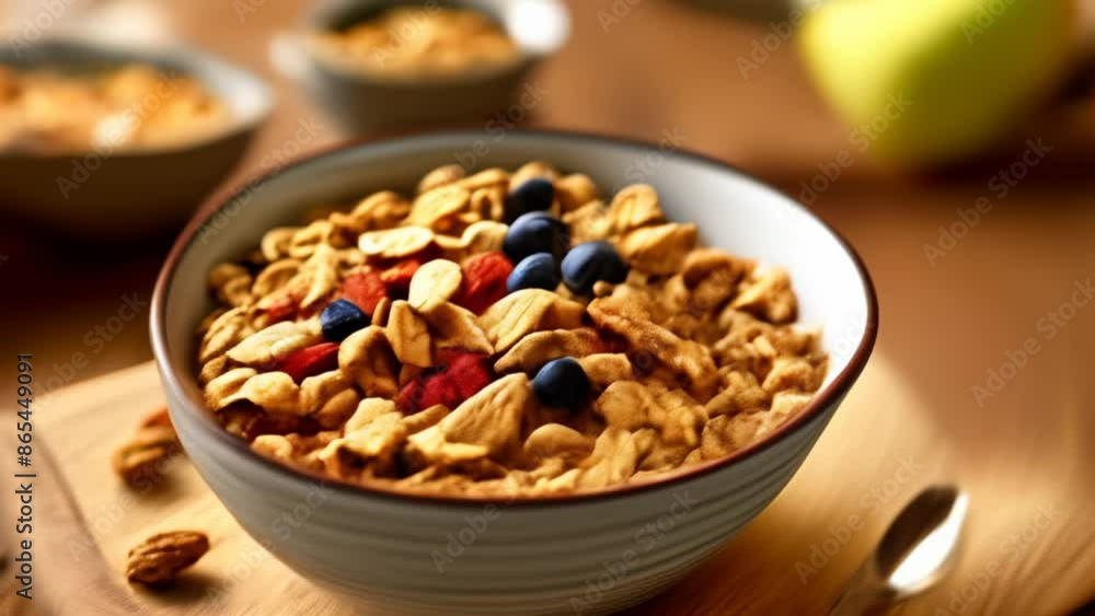 Deliciously healthy breakfast bowl with nuts and berries Deliciously healthy breakfast bowl with nuts and berries