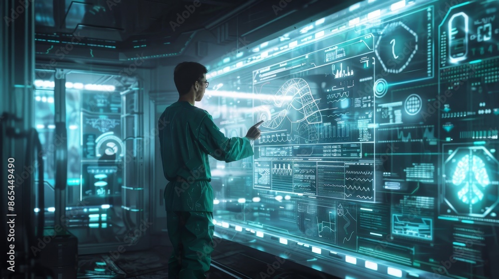 Fototapeta premium Futuristic Medical Technology Interface - Generative AI