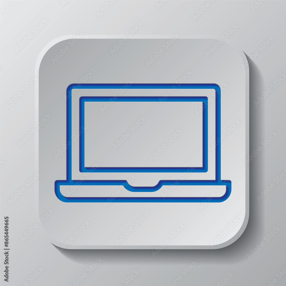 Notebook simple icon vector. Flat design. Paper cut design. Cutted blue symbol with shadow. Gray badge button, gray background Notebook simple icon vector. Flat design. Paper cut design. Cutted blue symbol with shadow. Gray badge button, gray background