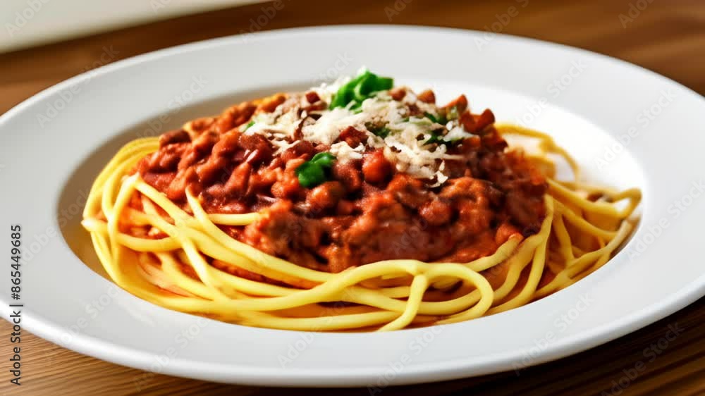Delicious spaghetti with meat sauce ready to be savored Delicious spaghetti with meat sauce ready to be savored