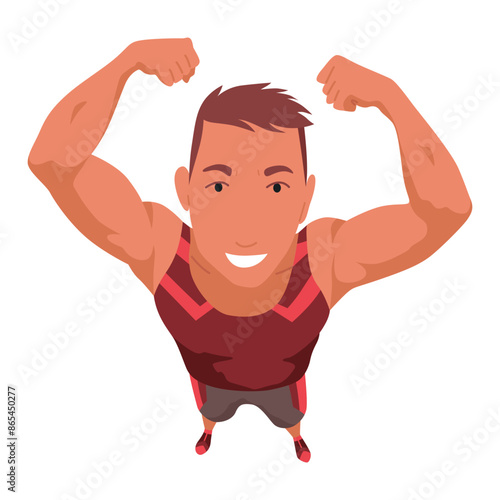 Overhead people looking up. Surprised man character watching, staring, top down view. Cartoon vector illustration