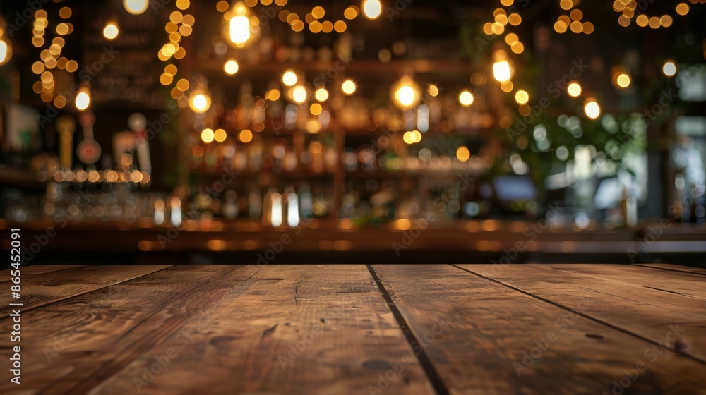 Vibrant Neon Lit Bar Scene with Rustic Table Top Vibrant Neon Lit Bar Scene with Rustic Table Top